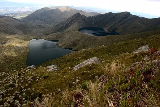 Lagoons in the Chingaza National Natural Park, surrounded by Colombian páramo.