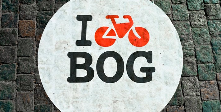 Bicycle lane sign on a street in Bogota - Enjoy your weekend riding bicycle in Bogota | Colombia Country Brand