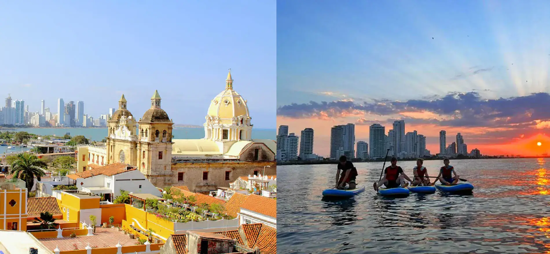 Kayakers practicing on the beaches of Cartagena Colombia