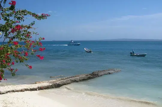 Small boats sailing in the waters of Santa Cruz del Islote.
