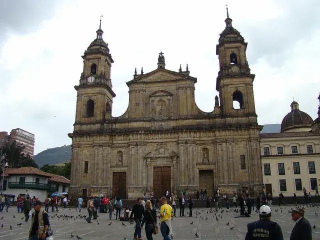 The Catedral Primada de Colombia in the Plaza de Bolivar in Bogota.