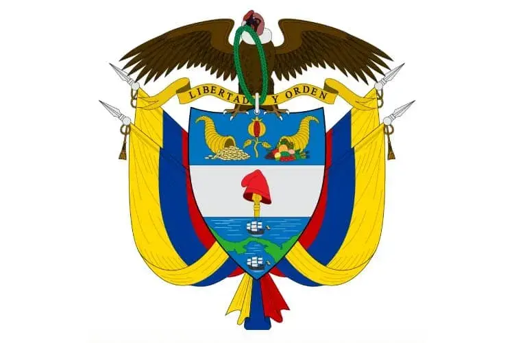 Coat of Arms of Colombia with the motto Freedom and Order