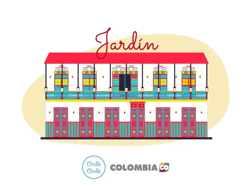 Casas antiguas y coloridas del pueblo de Jardín