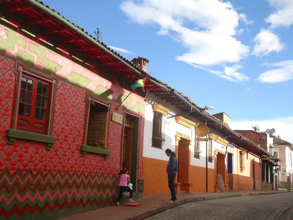 Colorful colonial houses in La Candelaria historic district, Bogotá.