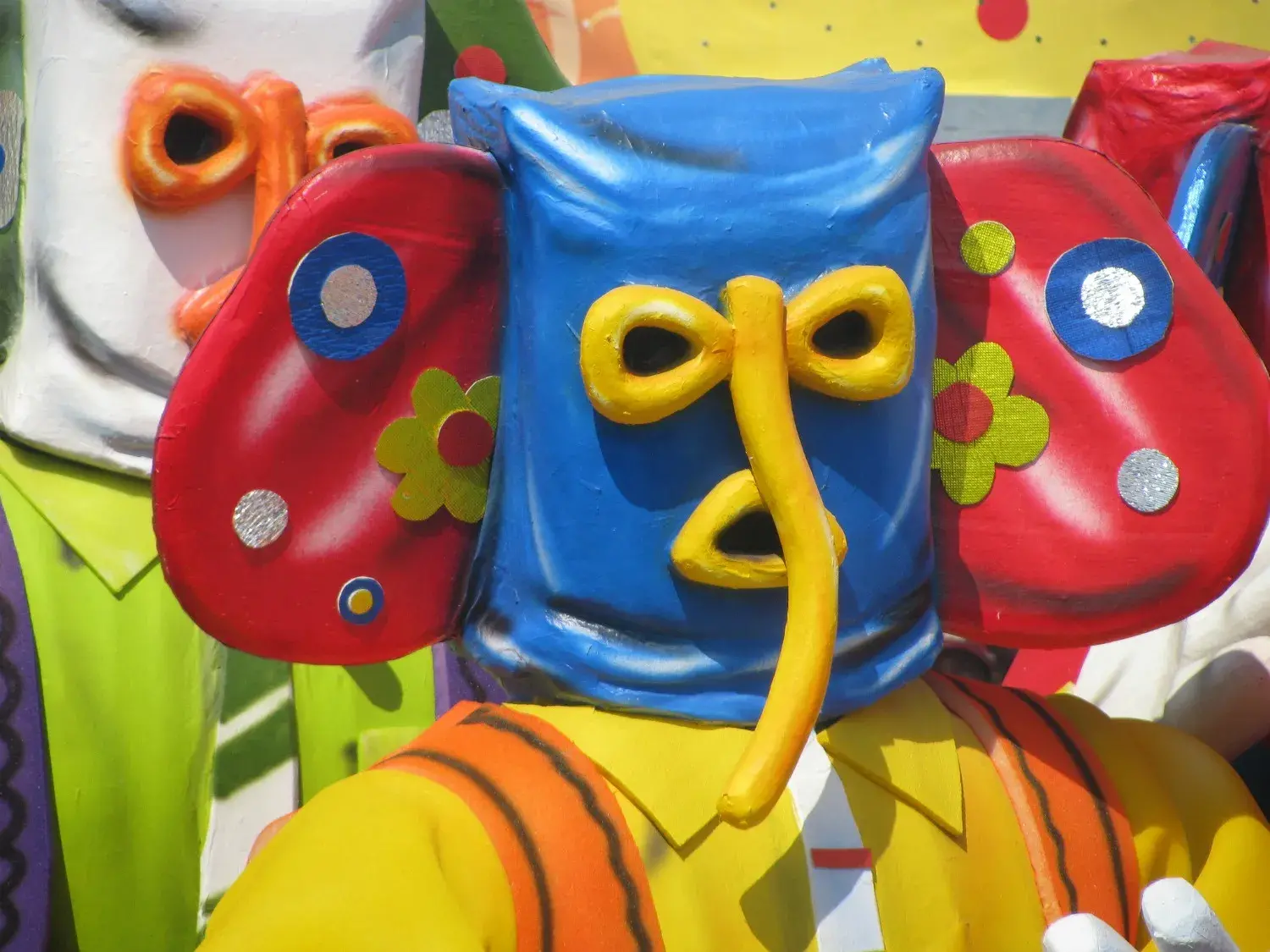 Blue and yellow Marimonda mask from the Carnival of Barranquilla.