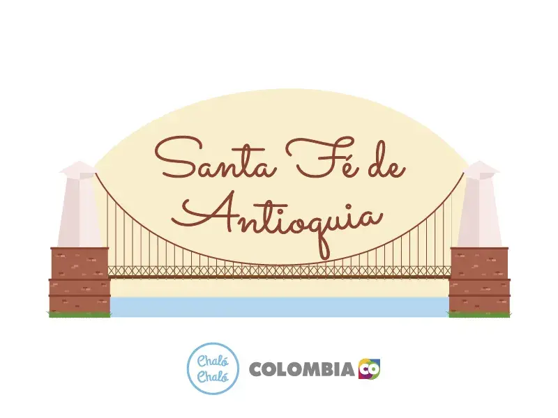 Ilustración del Puente de Occidente en Santa Fe de Antioquia