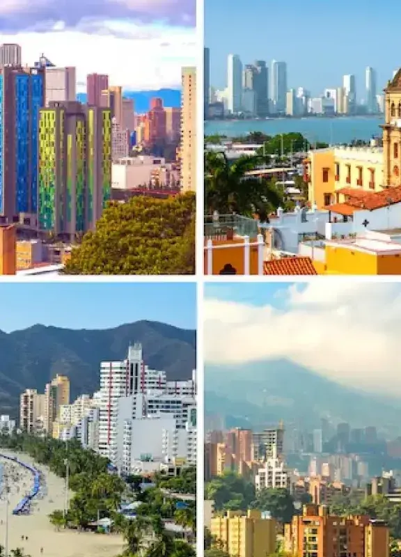 Panorámicas de ciudades colombianas como Bogotá, Cartagena y Medellín Panorámicas de ciudades colombianas como Bogotá, Cartagena y Medellín