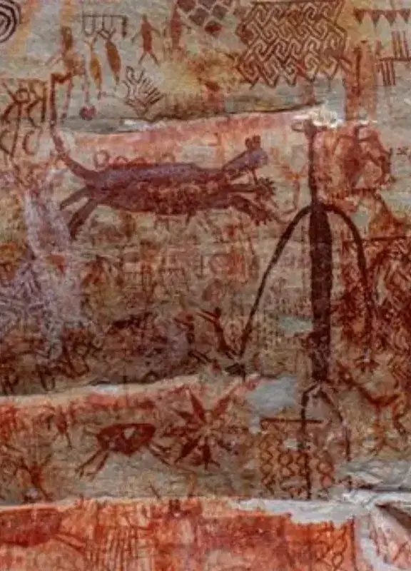 Figuras de arte rupestre talladas en una roca ubicada en Santander, Colombia Figuras de arte rupestre talladas en una roca ubicada en Santander, Colombia