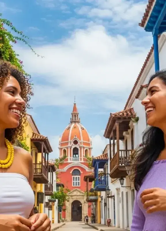 Mujeres colombianas hablando en Cartagena Mujeres colombianas hablando en Cartagena