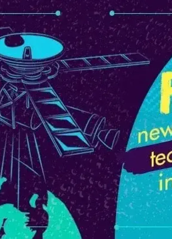 Ilustración de satélite sobre la Tierra con texto sobre innovaciones tecnológicas colombianas Ilustración de satélite sobre la Tierra con texto sobre innovaciones tecnológicas colombianas