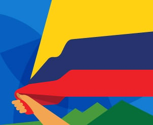 ilustración de una mano sosteniendo la bandera de Colombia, simbolos patrios de colombia, bandera colombia, cultura Colombia
