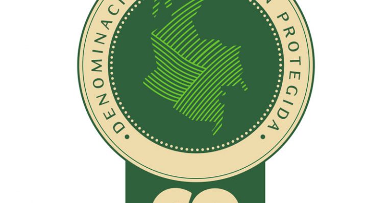 El sello de Denominación de Origen de los productos colombianos sobre fondo blanco, exportación Colombia, Productos colombianos