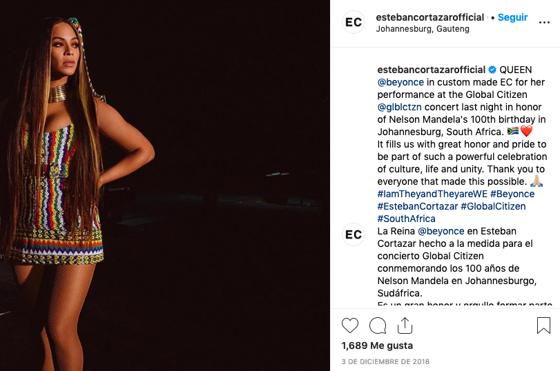 Beyonce, cantante pop, Esteban Cortázar, diseñador, diseñador colombiano, diseño de modas