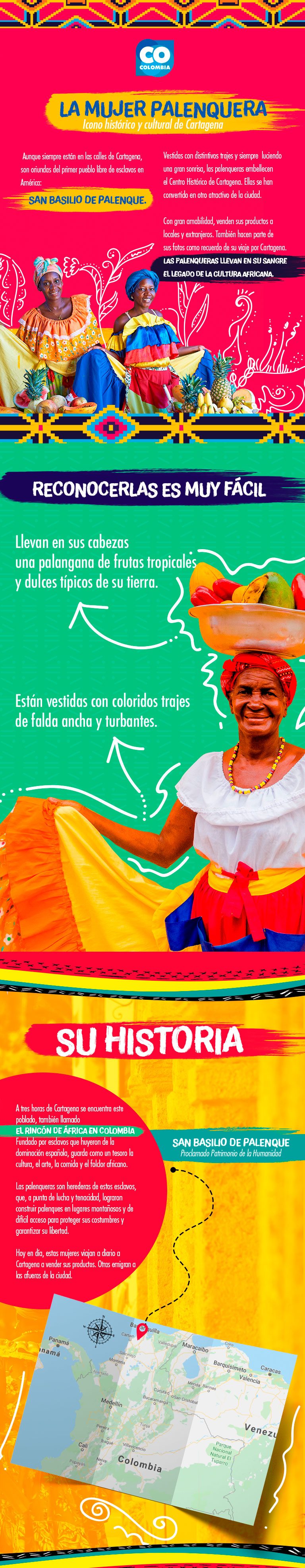 Mujer palenquera icono histórico y cultural de Cartagena de Indias - calles de Cartagena- Palenqueras en cartagena