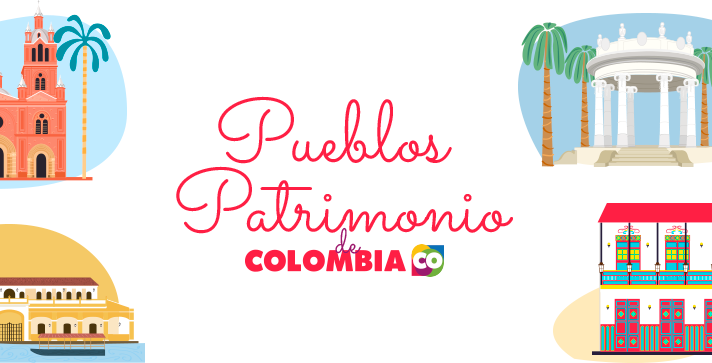 Los 17 pueblos de Colombia - Ilustración donde aparecen algunos pueblos patrimonio de Colombia | Marca País Colombia