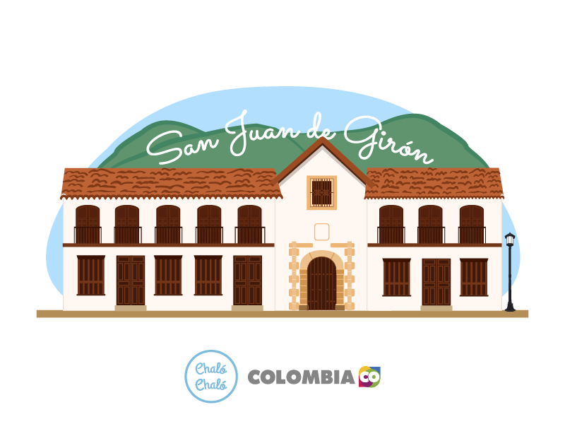 San Juan de Girón, uno de los pueblos de Colombia - Ilustración de San Juan de Girón, en donde se ven sus casas y techos con teja de arcilla | Marca País Colombia