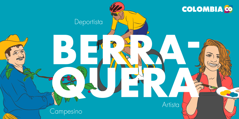 Campesinos, deportistas y artistas representan la identidad colombiana - Ilustración campesinos, deportistas y artistas colombianos | Marca País Colombia