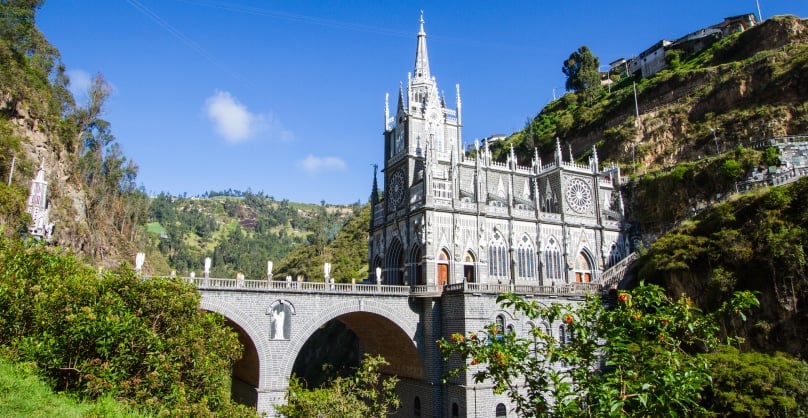 Sanctuary of las Lajas in Nariño in the Colombian Massif 