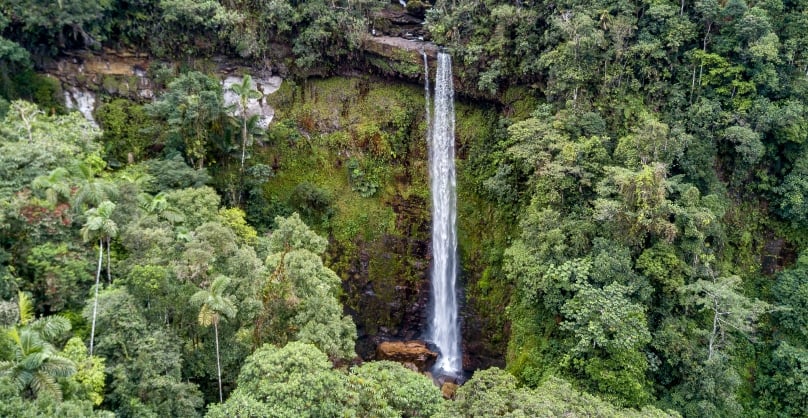 A beautiful waterfall in Putumayo, a department of Colombian Massif