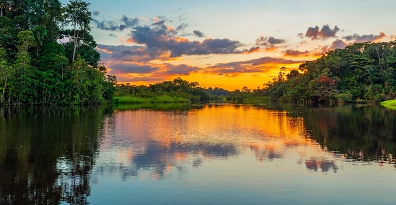 Amazon River across the Colombian rainforest