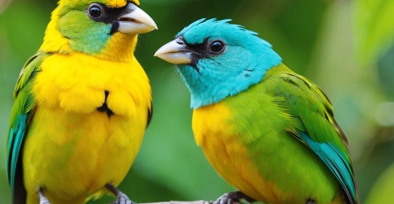 Pájaros colombianos tropicales verdes